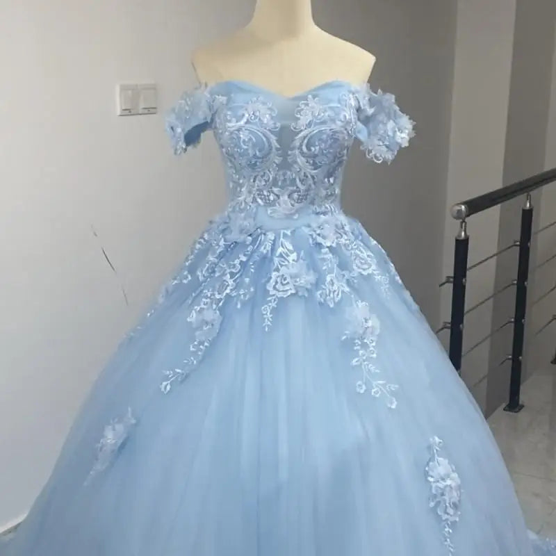 Sweetheart Off-The-Shoulder Tulle Floor-Length Quinceanera Dress