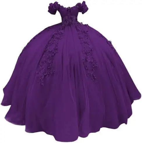 Fluffy Skirt Off-The-Shoulder Silky Ball Gown Quinceanera Dress