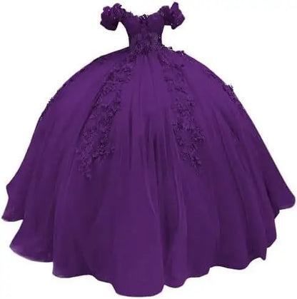 Fluffy Skirt Off-The-Shoulder Silky Ball Gown Quinceanera Dress