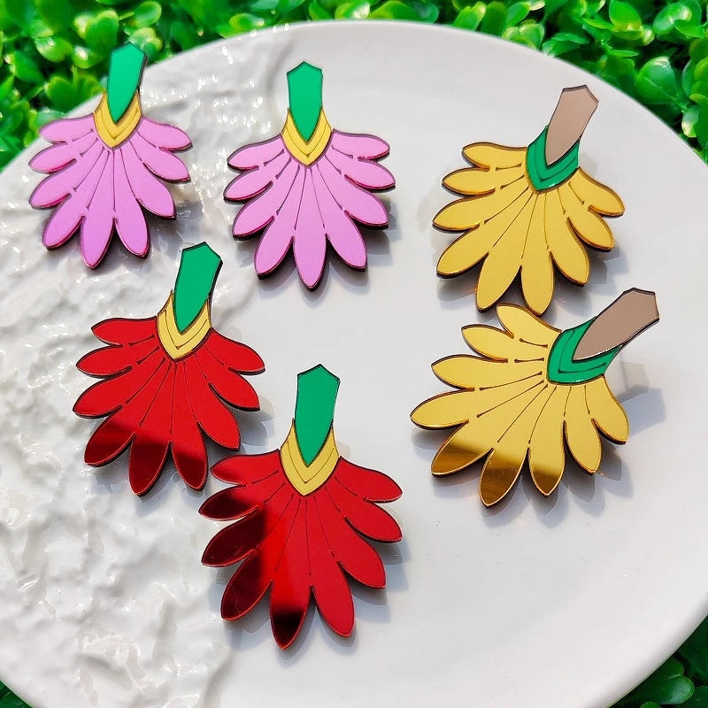 Floral Dangle Stud Earrings
