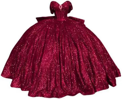 Cinderella Glittery Floor-Length Ball Gown Quinceanera Dress