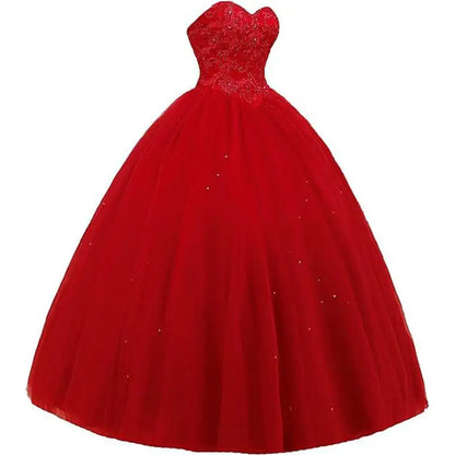 Sleeveless Long Fluffy Skirt Sequined Quinceanera Dress
