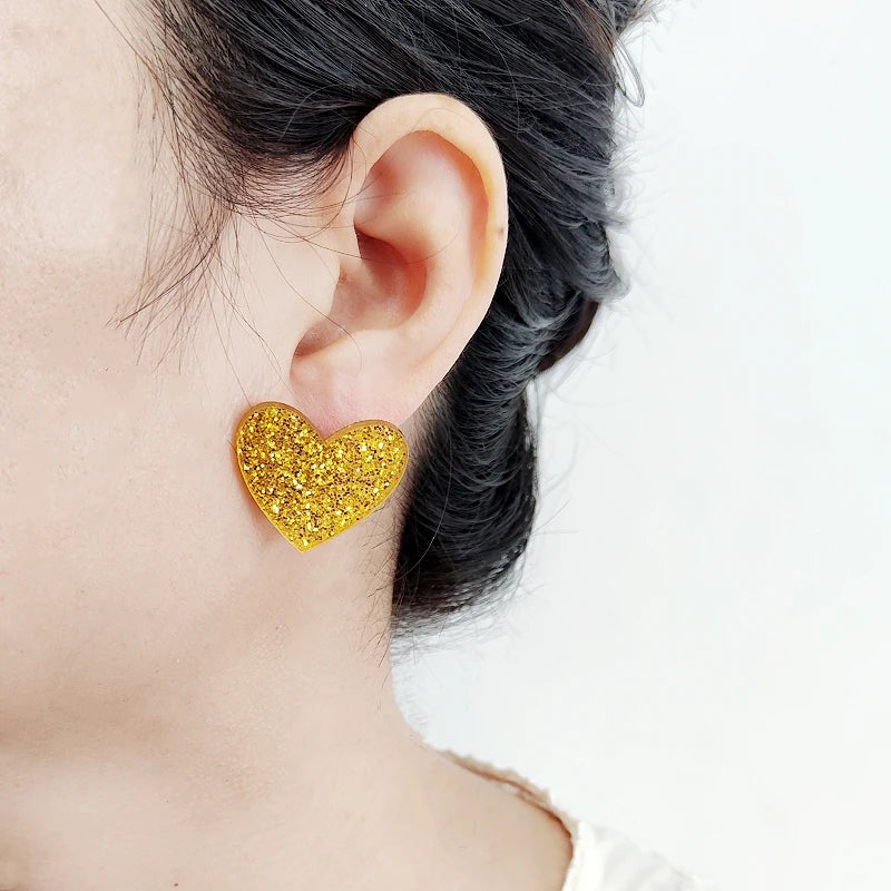 Glittery Heart Stud Earring