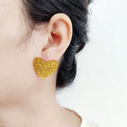 Glittery Heart Stud Earring