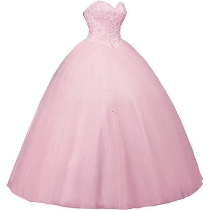 Sleeveless Long Fluffy Skirt Sequined Quinceanera Dress