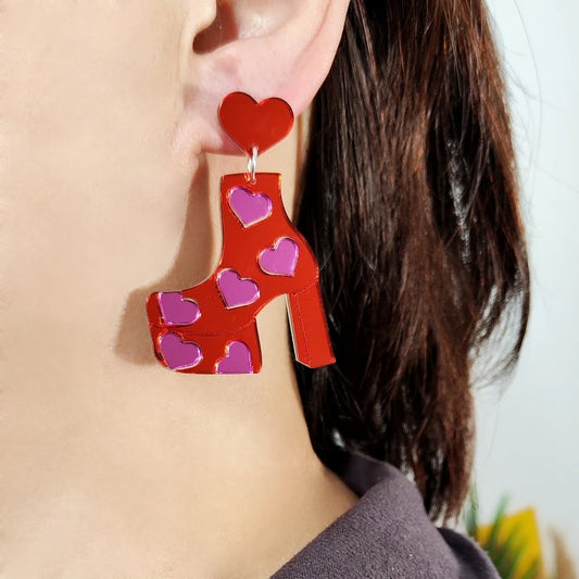 High-heel Boots Dangle Stud Earrings