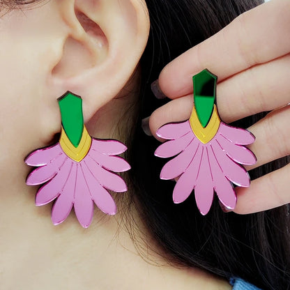 Floral Dangle Stud Earrings