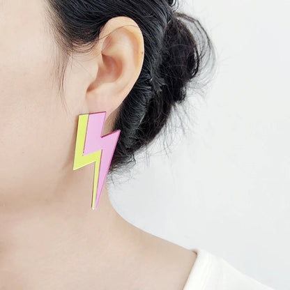 Bicolor Thunder Dangle Stud Earrings