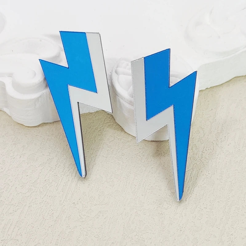 Bicolor Thunder Dangle Stud Earrings