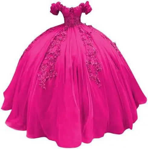 Fluffy Skirt Off-The-Shoulder Silky Ball Gown Quinceanera Dress