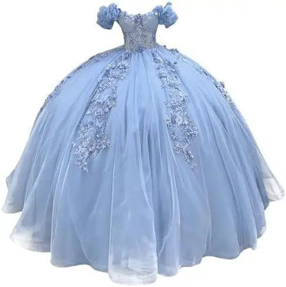 Fluffy Skirt Off-The-Shoulder Silky Ball Gown Quinceanera Dress