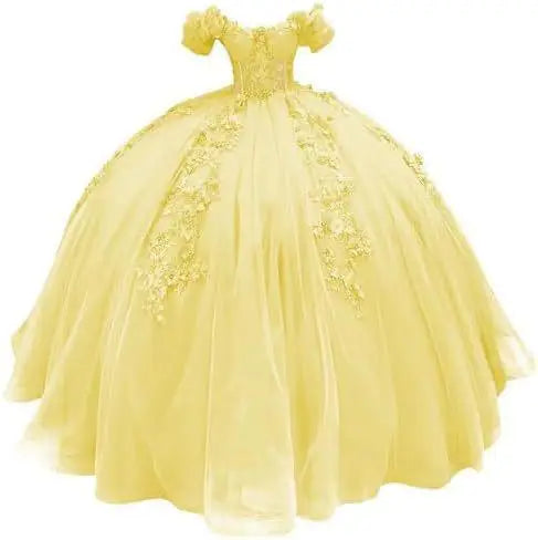 Fluffy Skirt Off-The-Shoulder Silky Ball Gown Quinceanera Dress