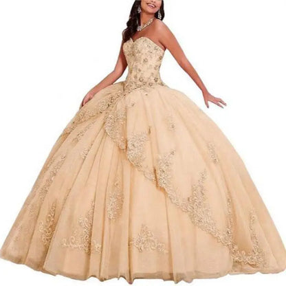 Princess Style Fluffy Skirt Sleeveless Sweetheart Ball Gown Quinceanera Dress