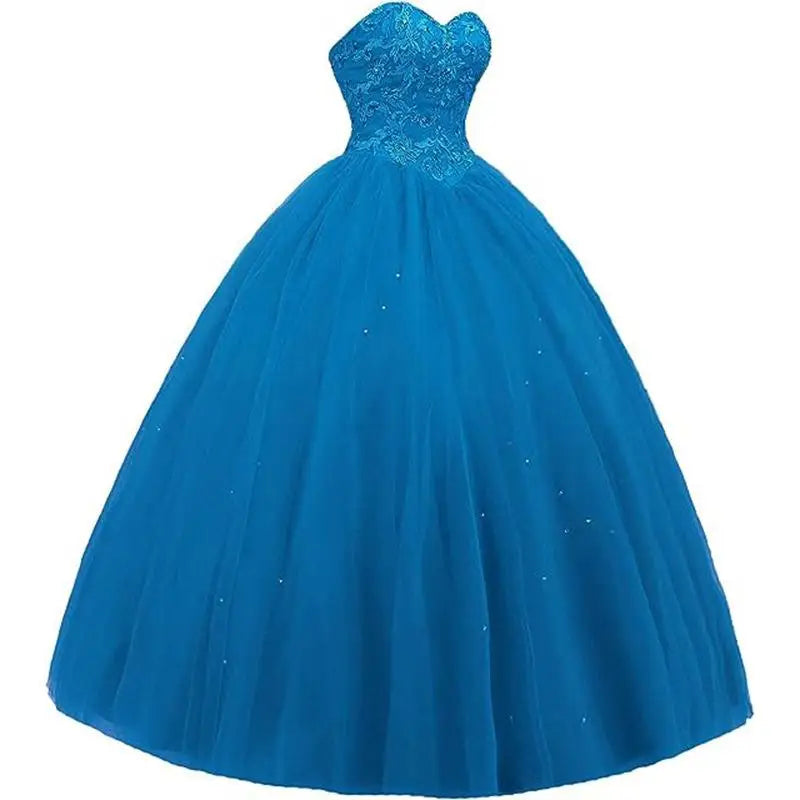 Sleeveless Long Fluffy Skirt Sequined Quinceanera Dress