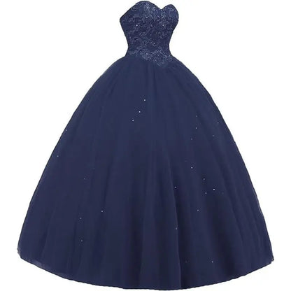 Sleeveless Long Fluffy Skirt Sequined Quinceanera Dress