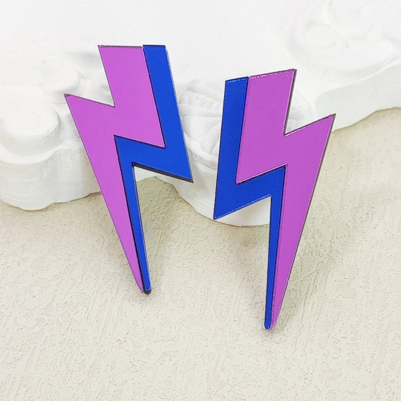 Bicolor Thunder Dangle Stud Earrings