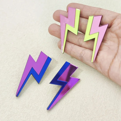 Bicolor Thunder Dangle Stud Earrings