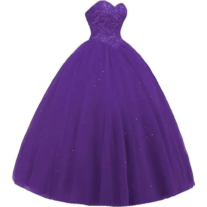 Sleeveless Long Fluffy Skirt Sequined Quinceanera Dress