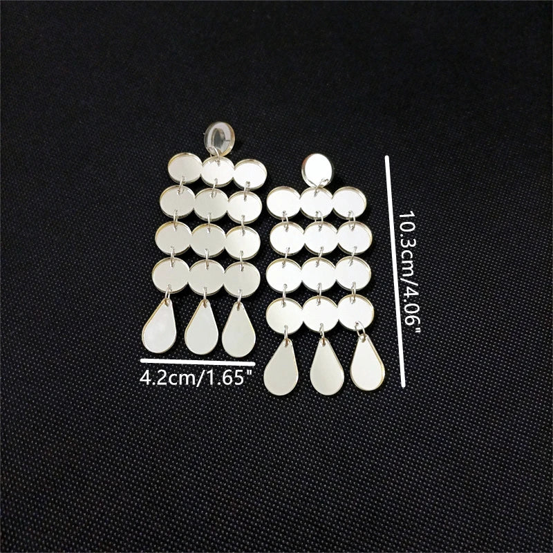 Dots Big Dangle Stud Earrings