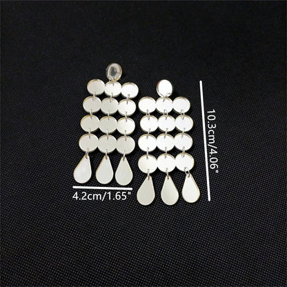 Dots Big Dangle Stud Earrings