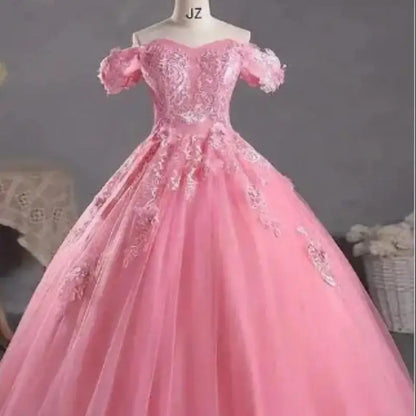 Sweetheart Off-The-Shoulder Tulle Floor-Length Quinceanera Dress