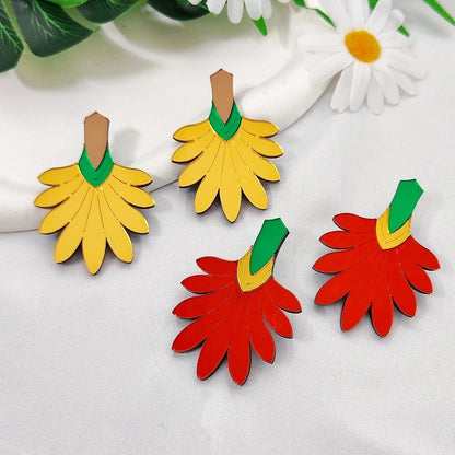 Floral Dangle Stud Earrings