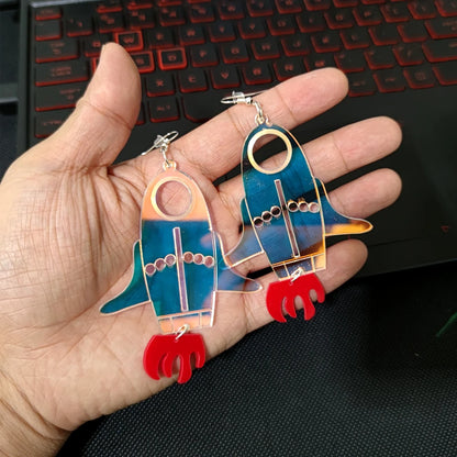 Rocket Big Dangle Stud Earrings
