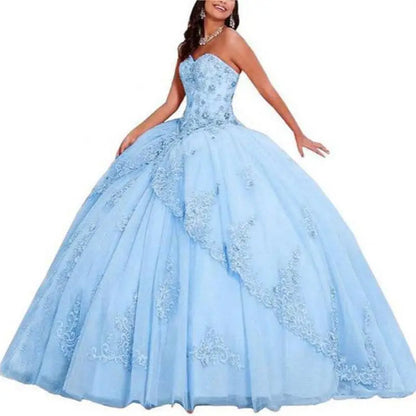 Princess Style Fluffy Skirt Sleeveless Sweetheart Ball Gown Quinceanera Dress