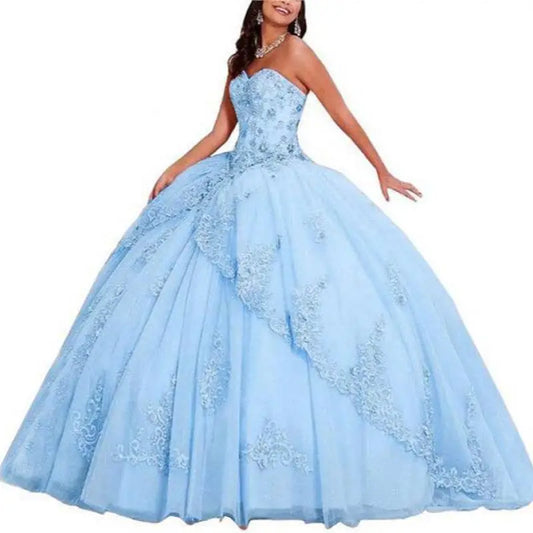 Princess Style Fluffy Skirt Sleeveless Sweetheart Ball Gown Quinceanera Dress