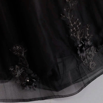 Black Tulle Off-The-Shoulder Floor-length Ball Gown Quinceanera Dress
