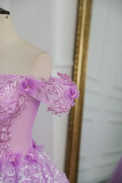 Sweetheart Off-The-Shoulder Tulle Floor-Length Quinceanera Dress
