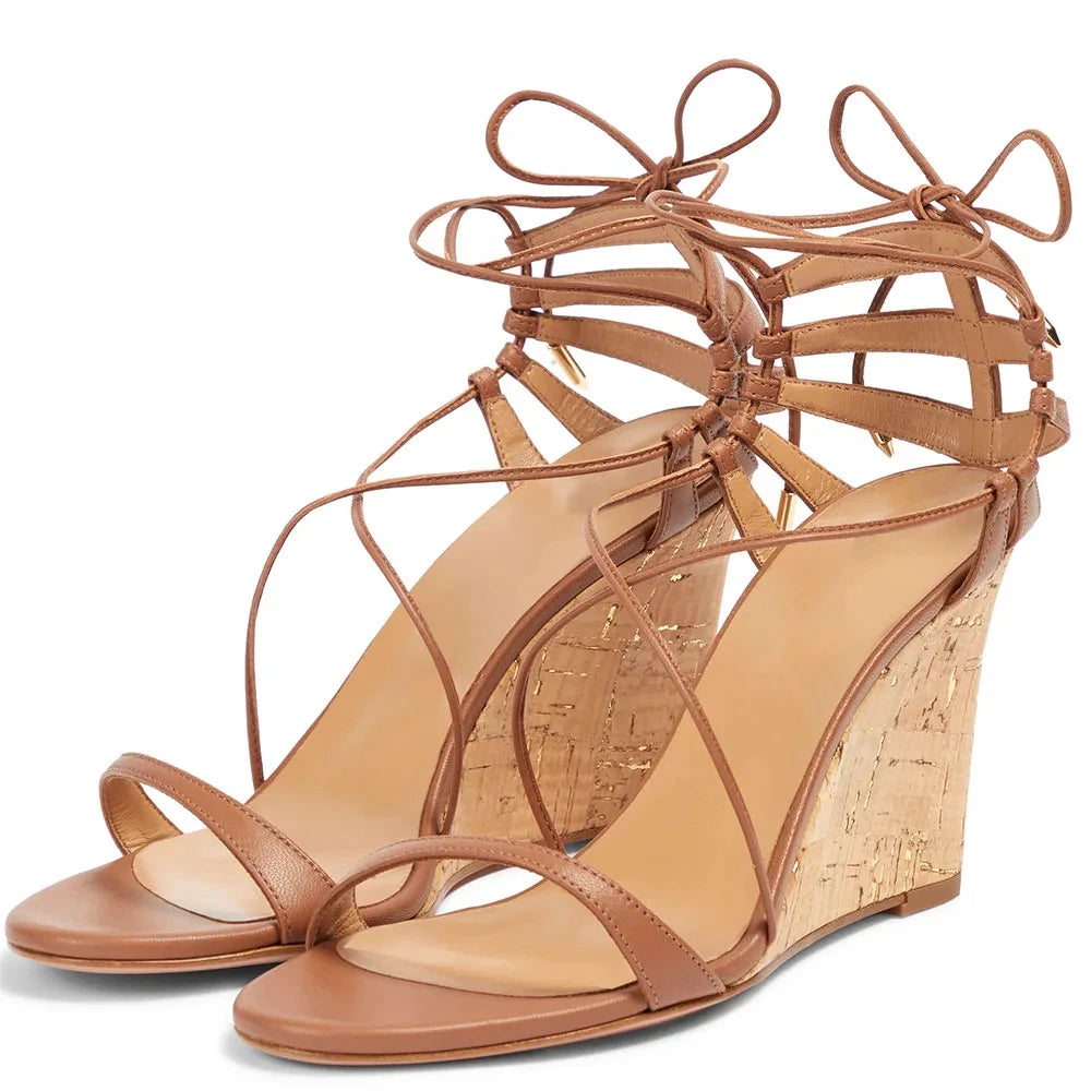 Peep Toe High Heels Sandals Strappy Lace Up