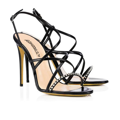 Sandals Peep Toe High Heels Spikes Strappy Stilettos