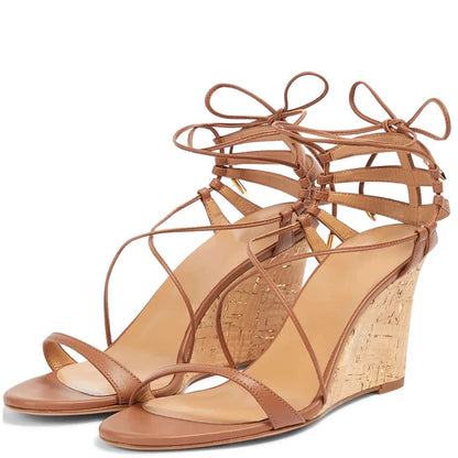 Peep Toe High Heels Sandals Strappy Lace Up