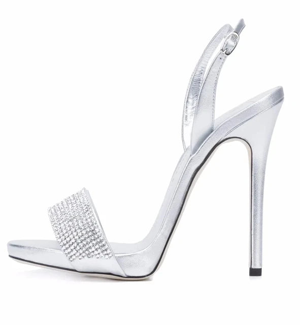 Sandals Open Toe High Heels Stilettos Slingback Crystal Strap