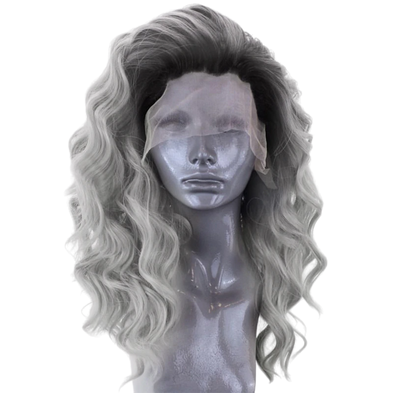 Ombre Gray Wavy Lace Front Wig