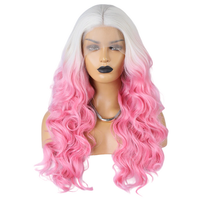 Ombre Pink Wavy Lace Front Wig