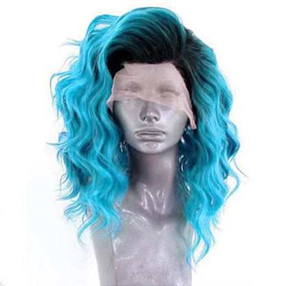 Ombre Blue Wavy Lace Front Wig