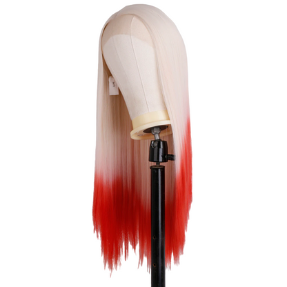 Blonde and Red Straight Synthetic Lace Front Wig