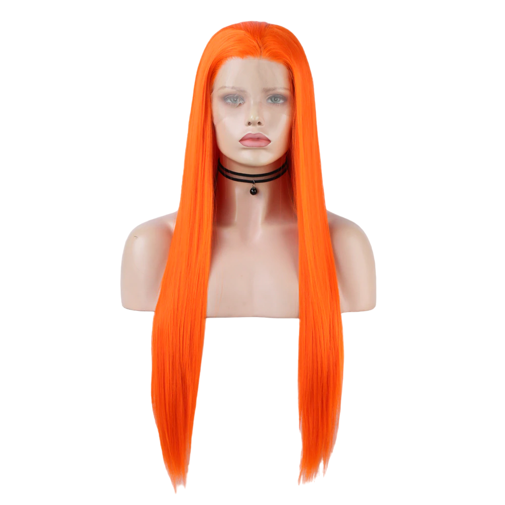 Orange Straight Synthetic Lace Front Wig