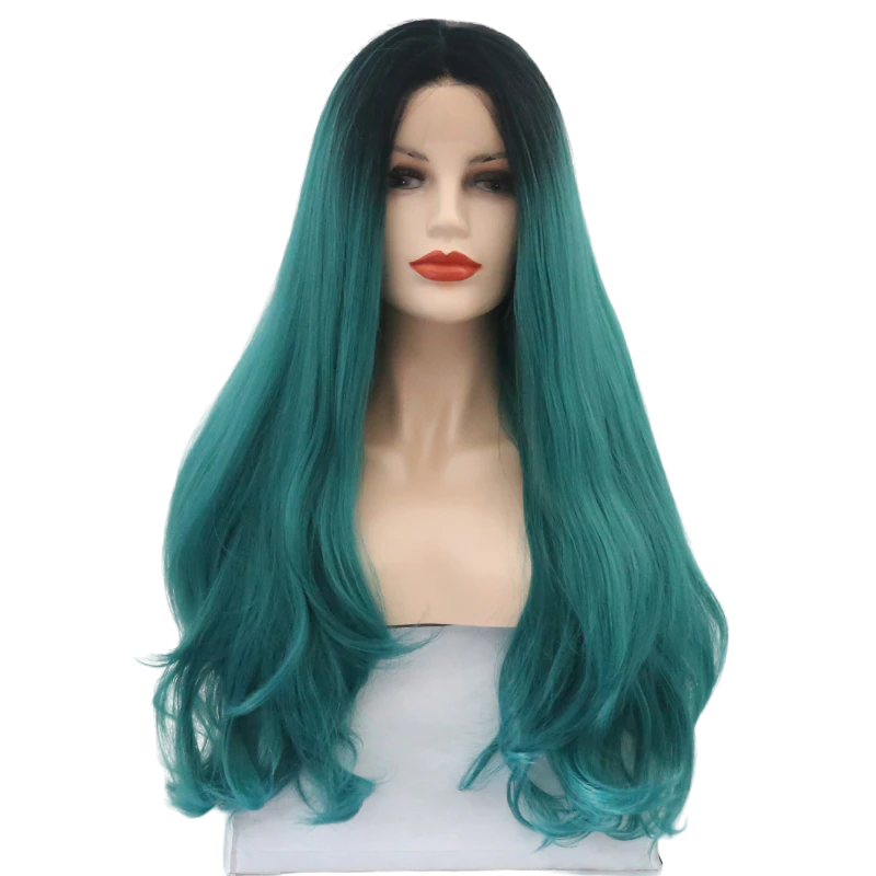 Ombre Green Wavy Lace Front Wig