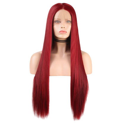 Red Straight Synthetic Lace Front Wig