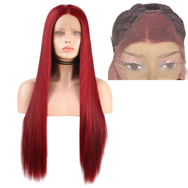 Red Straight Synthetic Lace Front Wig