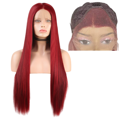Red Straight Synthetic Lace Front Wig