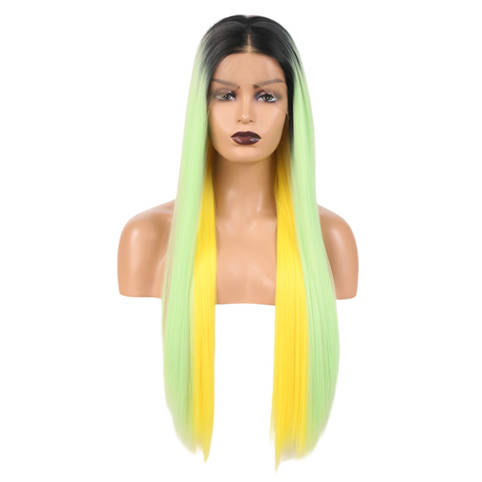 Ombre Multicolor Straight Synthetic Lace Front Wig