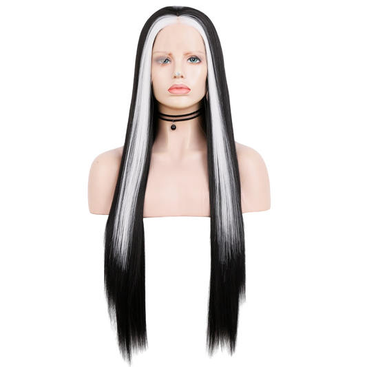 Black and White Straight Lace Front Wig