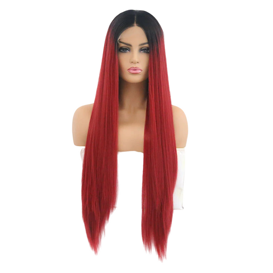 Ombre Red Straight Lace Front Wig