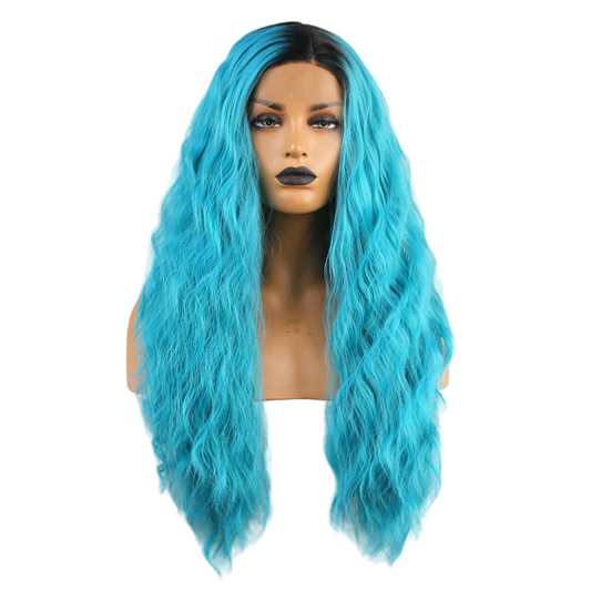 Ombre Blue Wavy Lace Front Wig