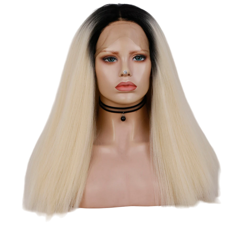 Ombre Blonde Straight Synthetic Lace Front Wig