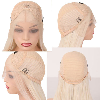 Orange Straight Synthetic Lace Front Wig